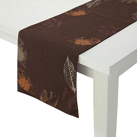Essential Home Table Runner Impressionistic Metallic Leaves