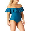 Time and Tru Women's Off-the-Shoulder Ruffle One-Piece Swimsuit