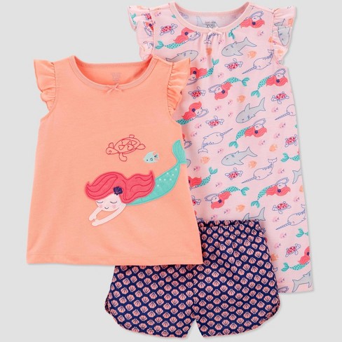 Carter's Toddler Girls' 3 piece Mermaid Poly Pajama Set